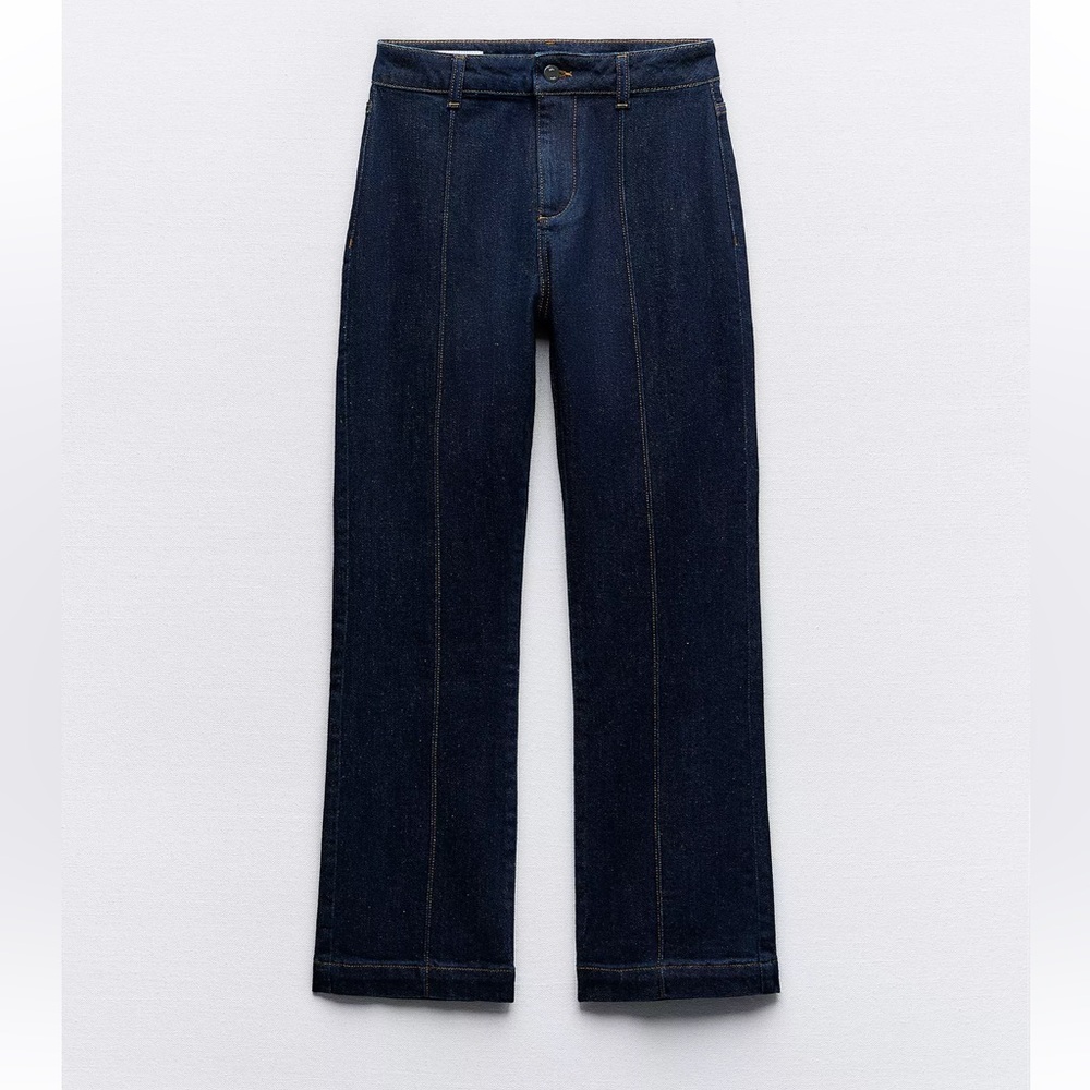 Zara Women's Dark Blue Straight Jeans